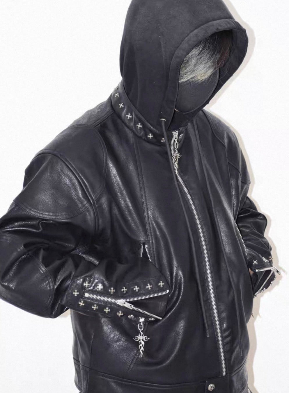 TH4SWE Hoodie PU Lether Jacket