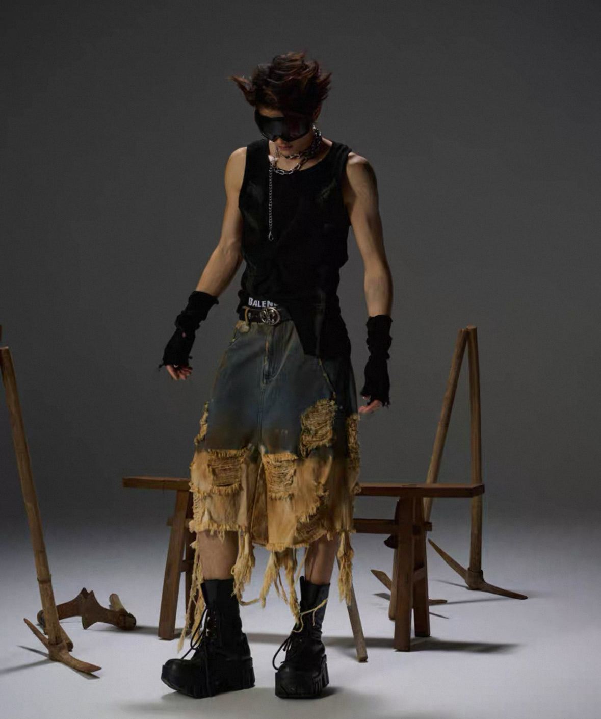 FLYERRER Clash denim Half pants