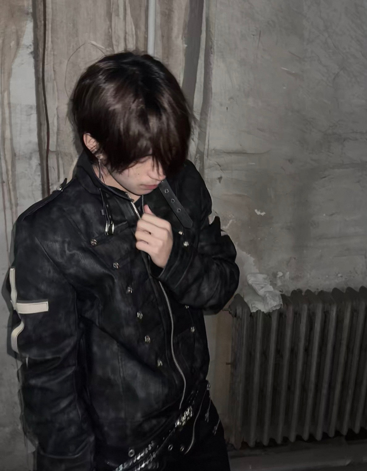DETW ゴシッククロスバックル スリムレザージャケット SELFISH