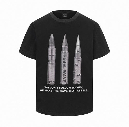REBEL WAVE Short black T-shirt