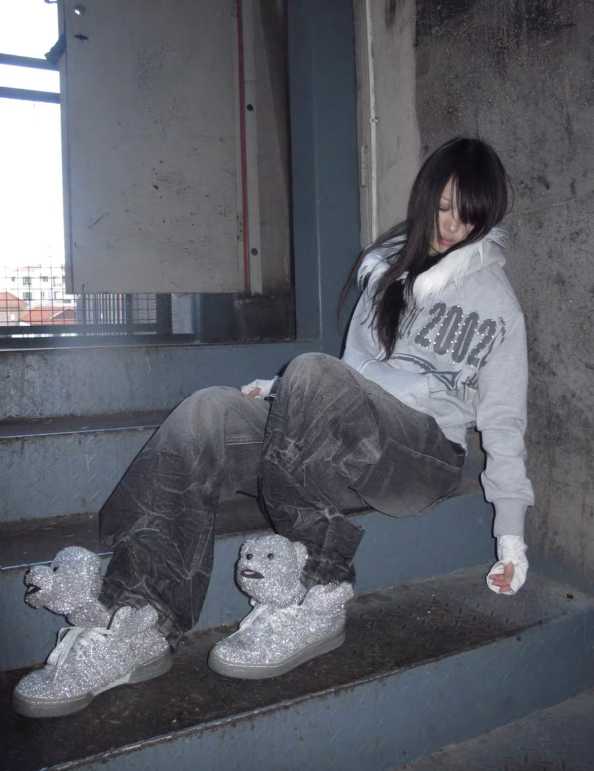 NO E MOSEN Washed Black Baggy Jeans