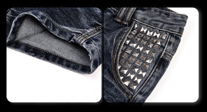 Studded Curved Seam Stacked Flare Jeans