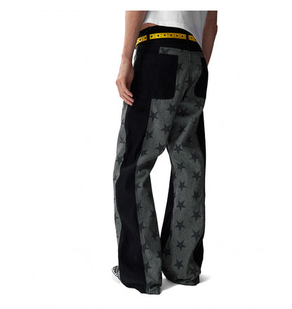 Asymmetric Panel Straight Leg Jeans