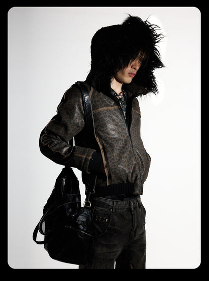 Detachable Faux Fur Collar Jacquard Zip Jacket
