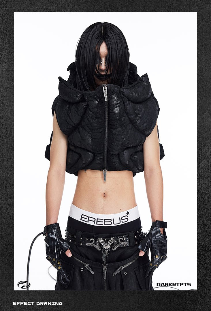 Sculpted Armor Faux Leather Cropped Vest
