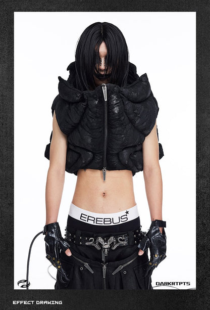 Sculpted Armor Faux Leather Cropped Vest