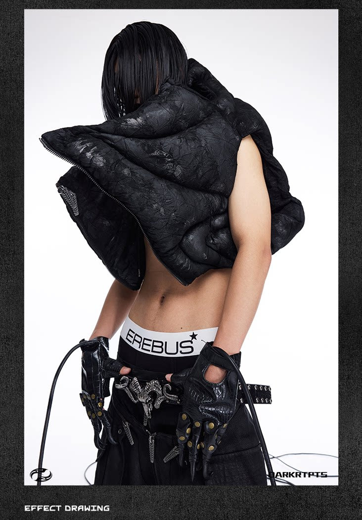 Sculpted Armor Faux Leather Cropped Vest