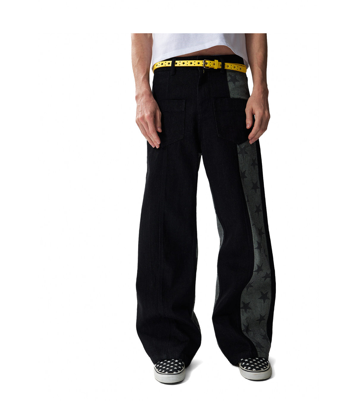 Asymmetric Panel Straight Leg Jeans