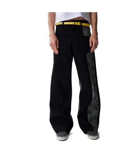 Asymmetric Panel Straight Leg Jeans