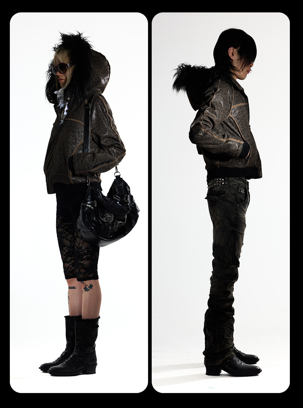 Detachable Faux Fur Collar Jacquard Zip Jacket