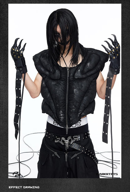 Sculpted Armor Faux Leather Cropped Vest