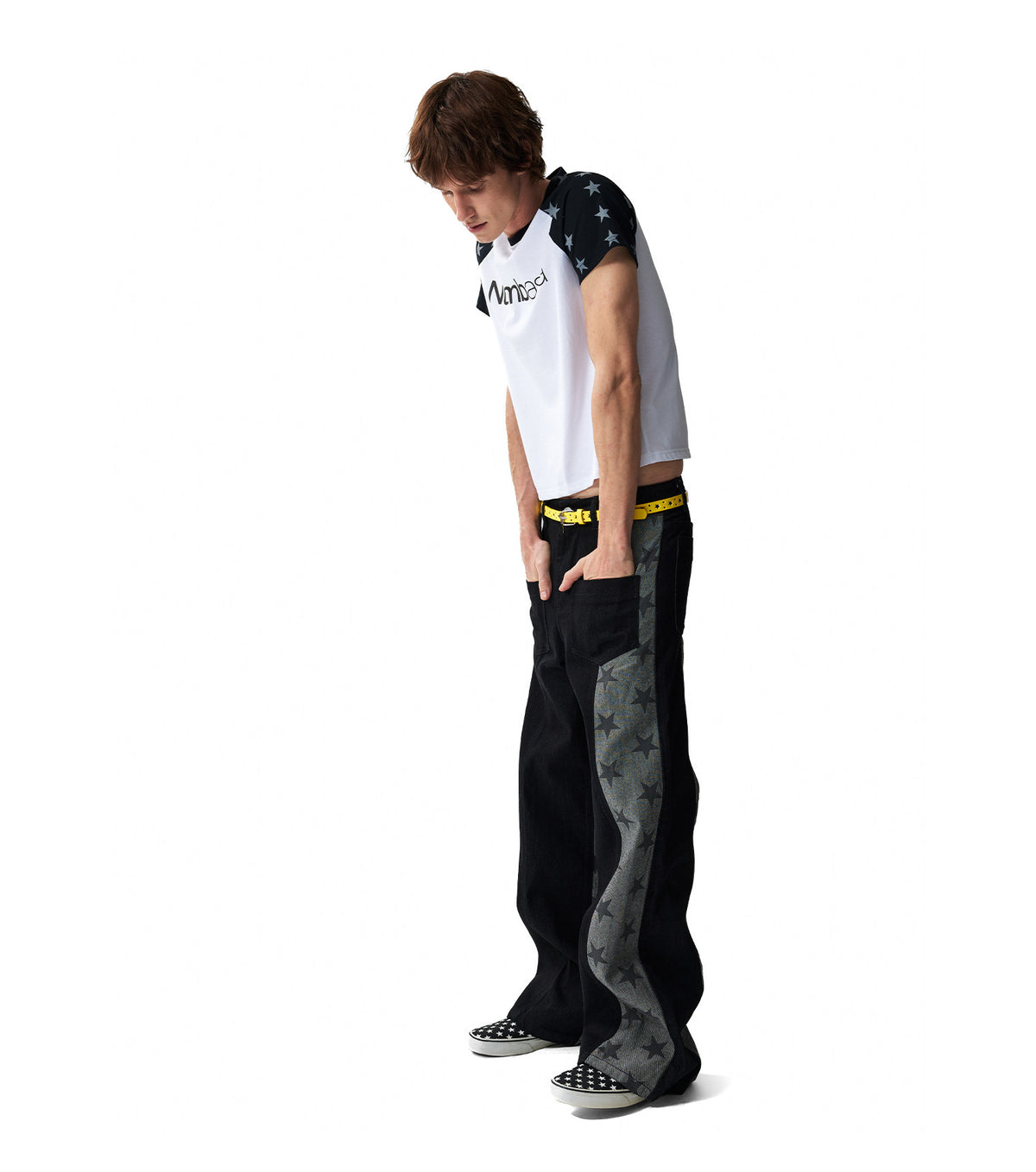Asymmetric Panel Straight Leg Jeans