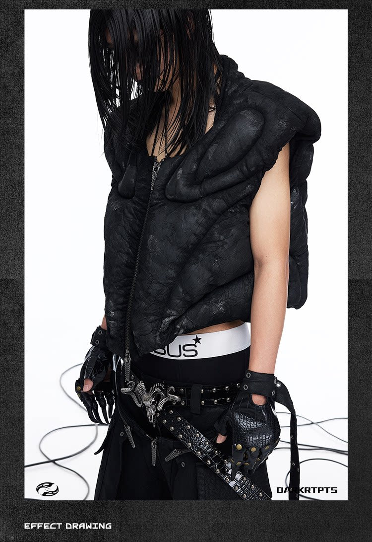 Sculpted Armor Faux Leather Cropped Vest
