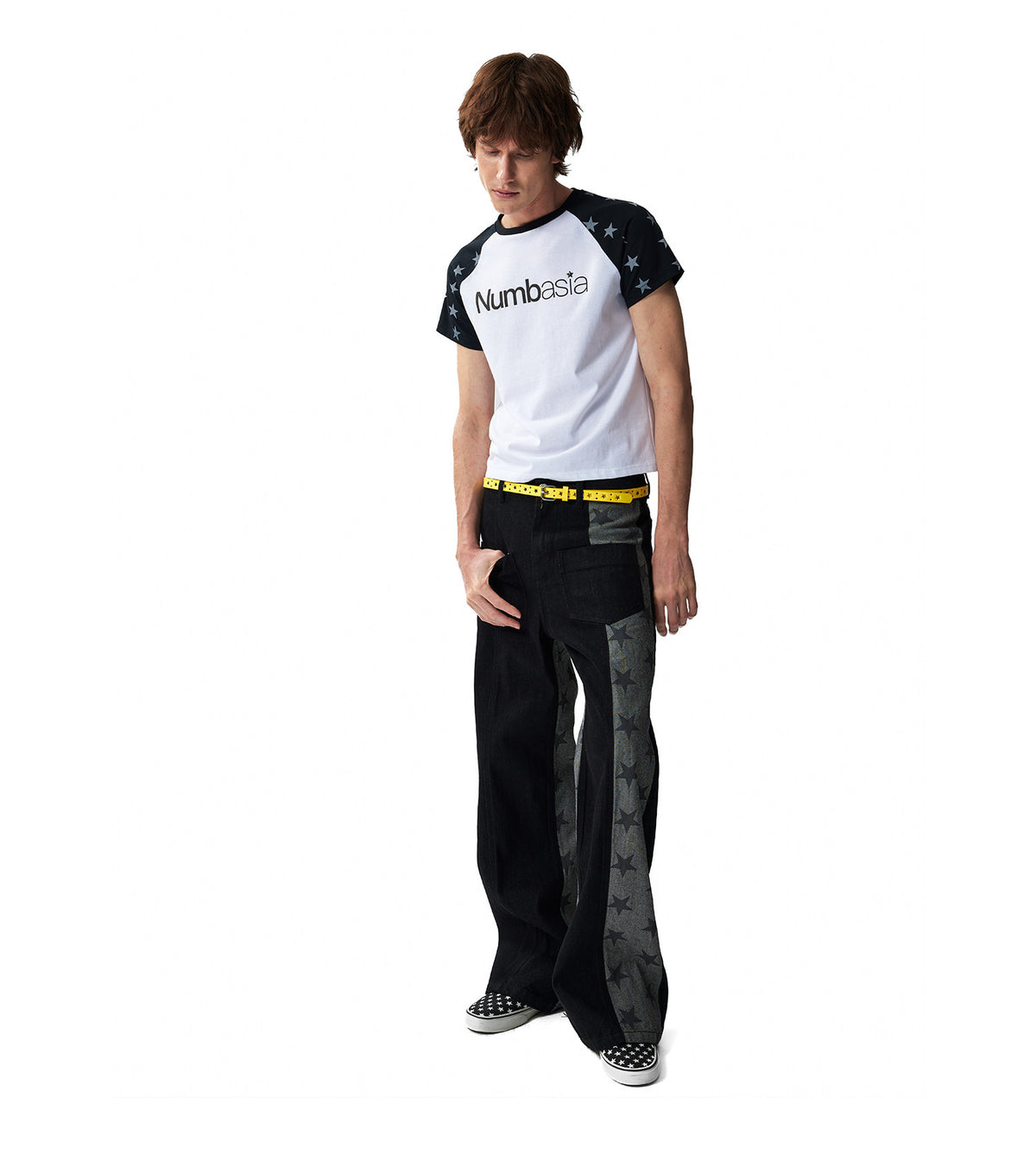 Asymmetric Panel Straight Leg Jeans