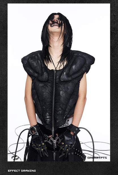 Sculpted Armor Faux Leather Cropped Vest