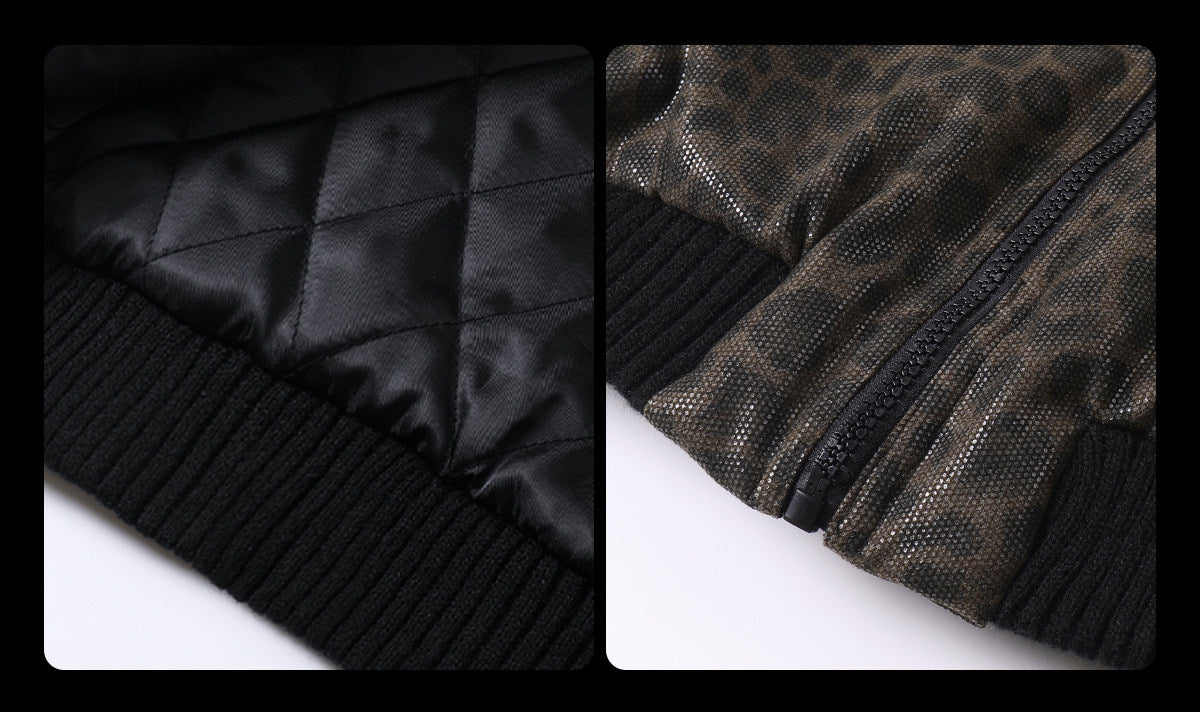 Detachable Faux Fur Collar Jacquard Zip Jacket