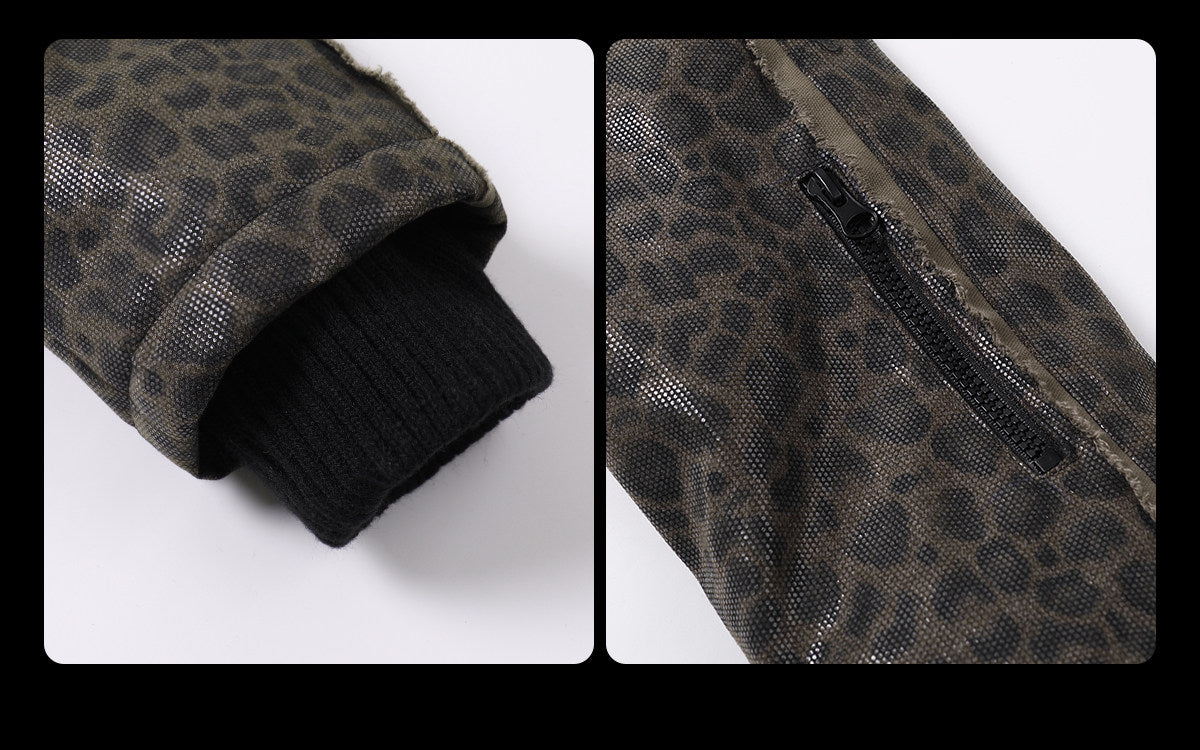 Detachable Faux Fur Collar Jacquard Zip Jacket