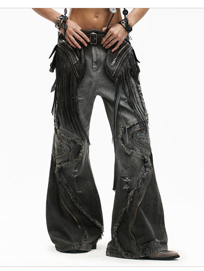 Fringed Pocket Waist Bag Belt