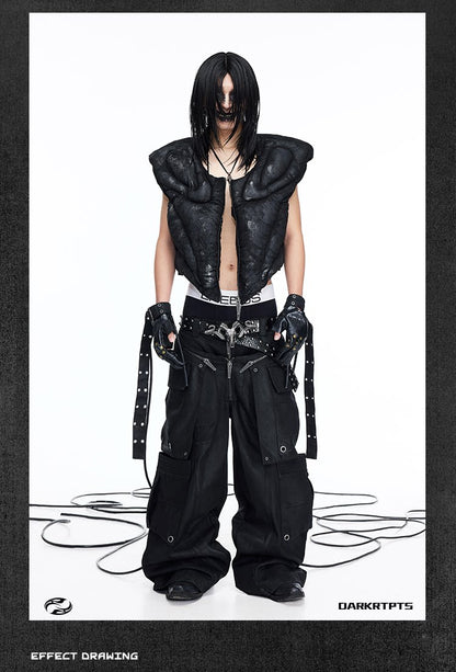 Sculpted Armor Faux Leather Cropped Vest
