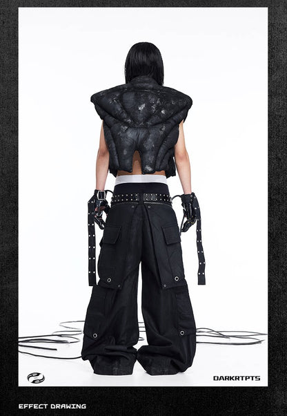 Sculpted Armor Faux Leather Cropped Vest