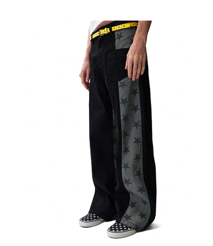 Asymmetric Panel Straight Leg Jeans