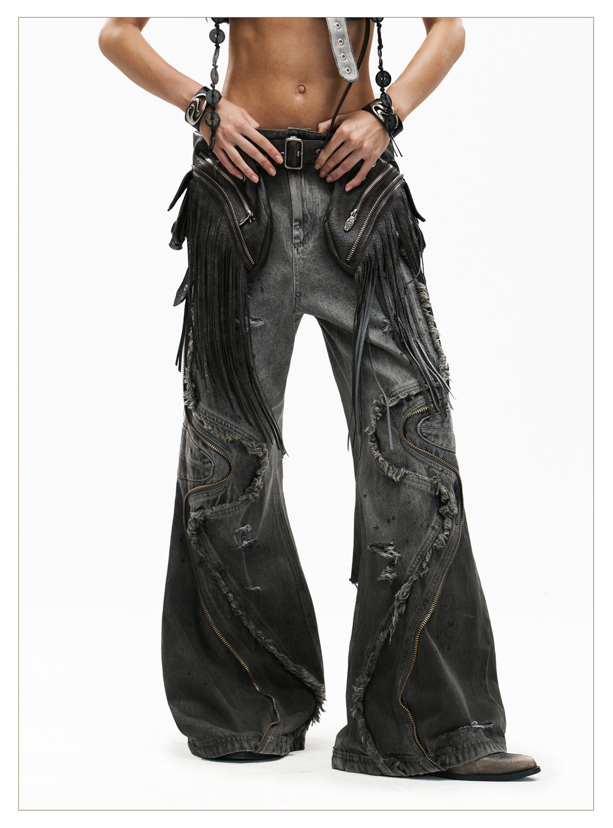 Fringed Pocket Waist Bag Belt