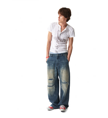 Vintage Washed Distressed Baggy Jeans