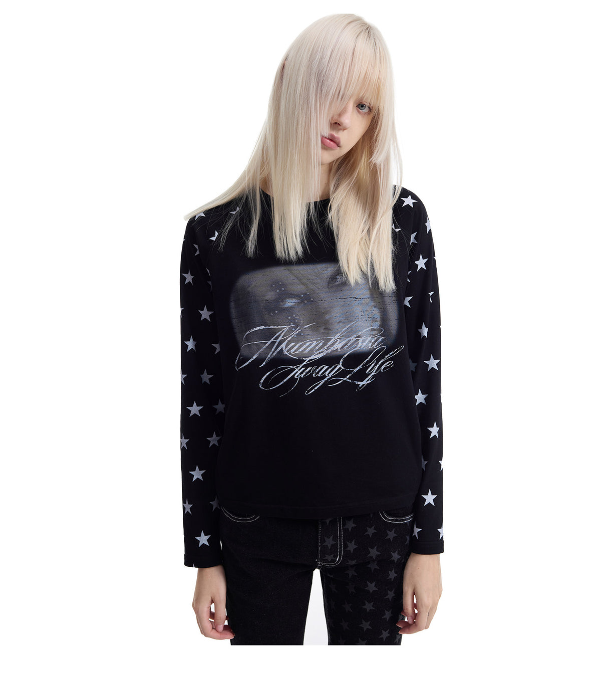 Star Sleeve Graphic Raglan Long Sleeve T-Shirt