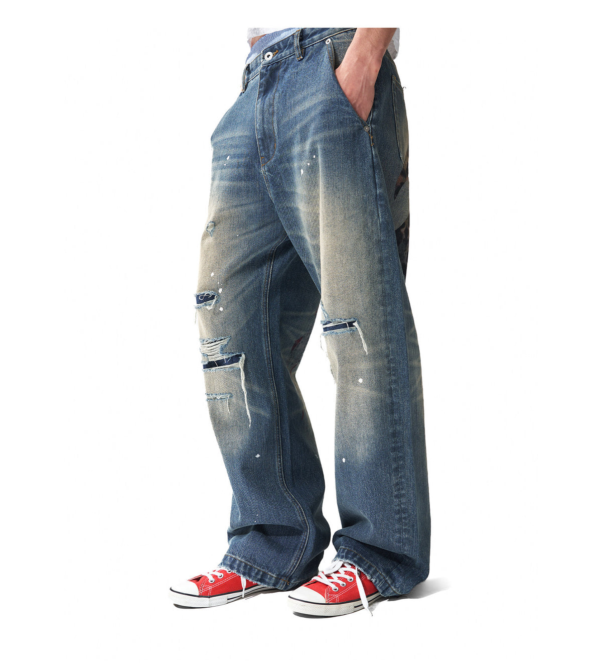 Vintage Washed Distressed Baggy Jeans