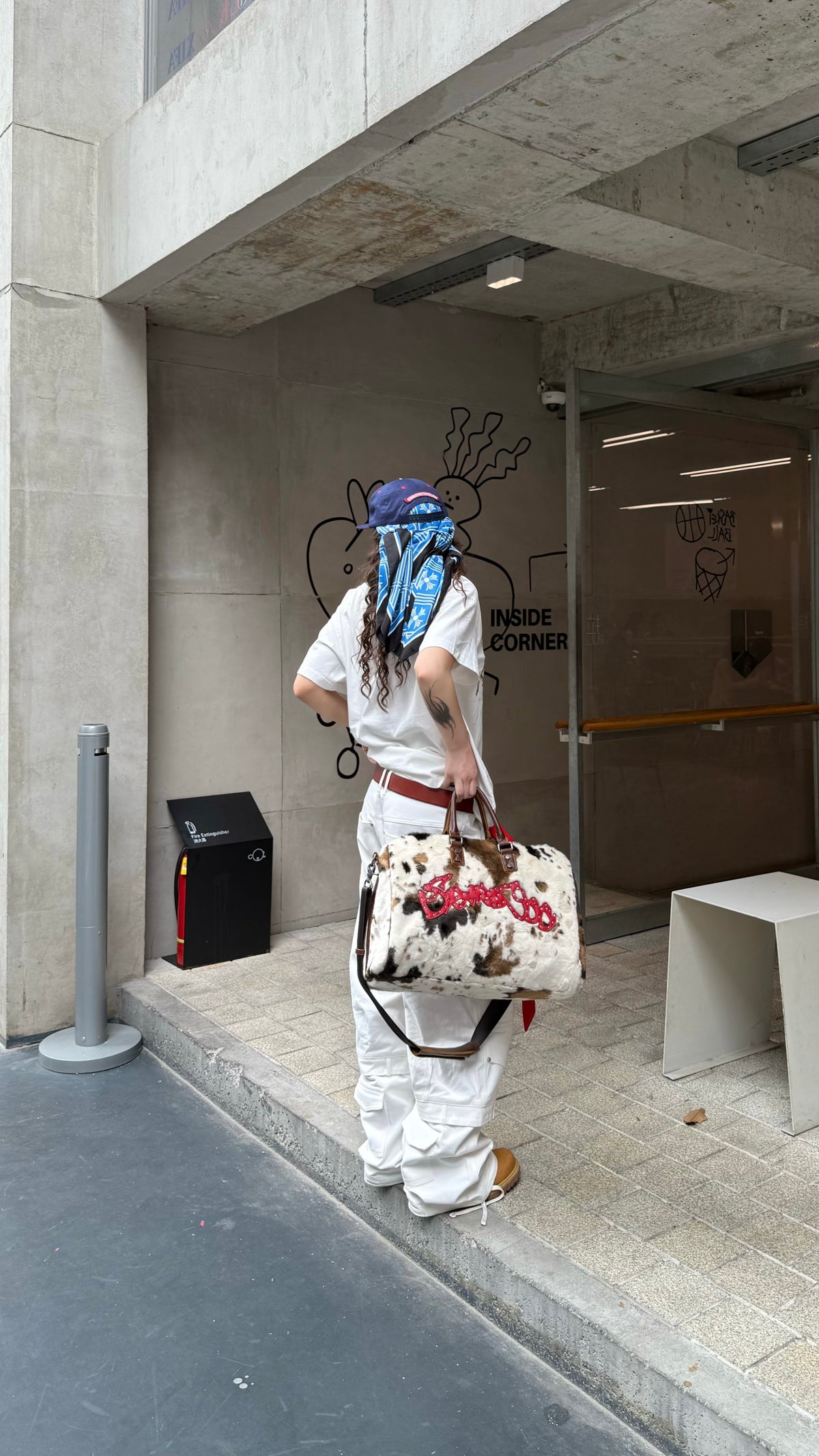 Cow Print Cowhide Boston Bag