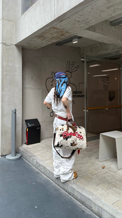 Cow Print Cowhide Boston Bag