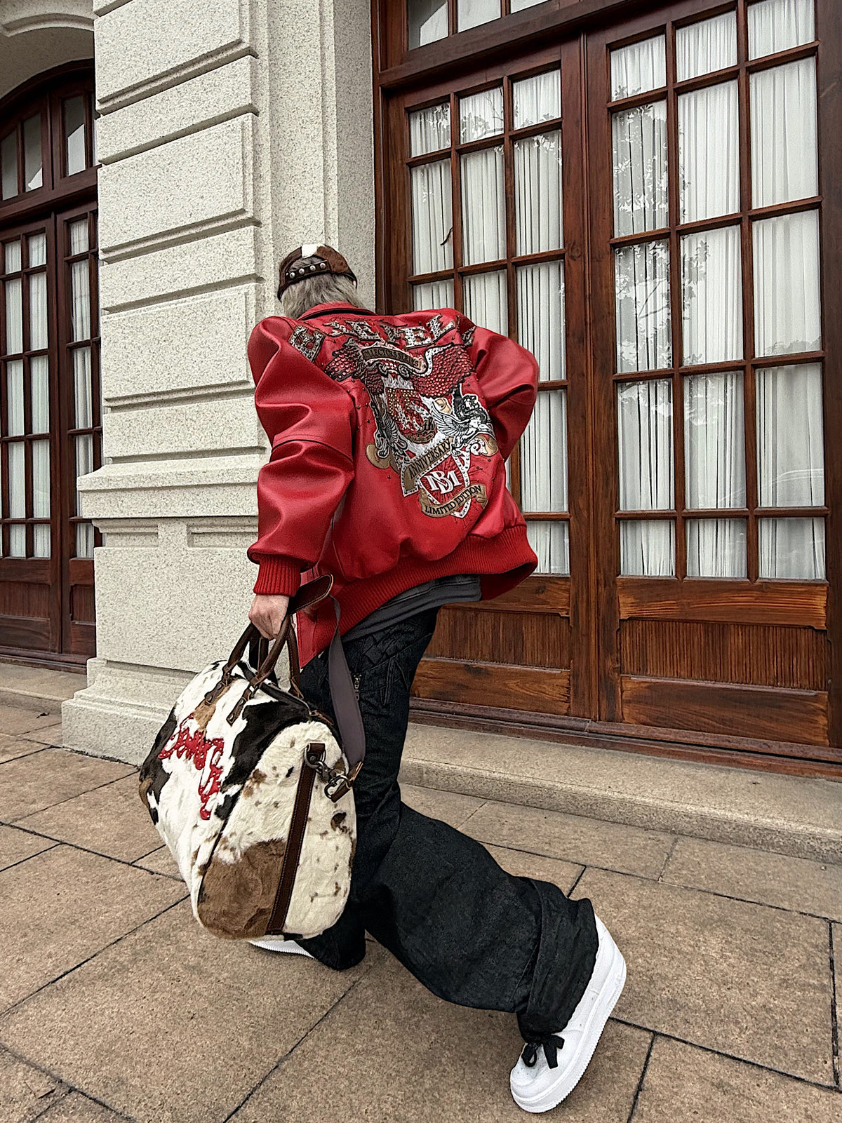 Cow Print Cowhide Boston Bag