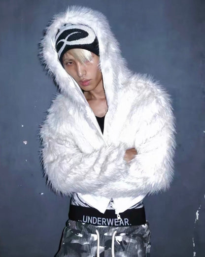 Golden Raccoon Fur Reversible Cropped Jacket