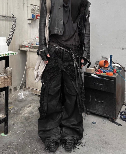 BLACK K Deathtroy Crush Denim Pants