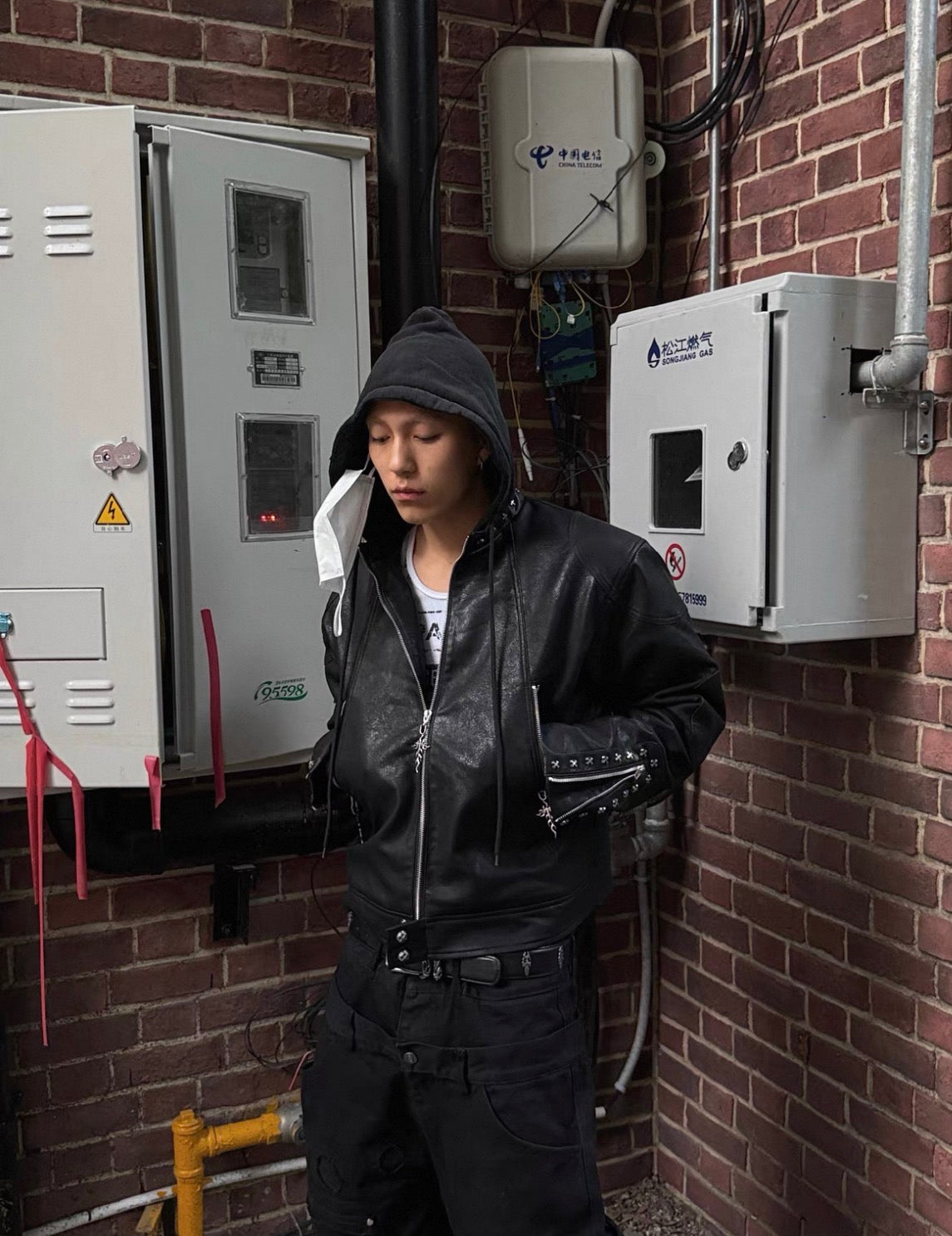 TH4SWE Hoodie PU Lether Jacket