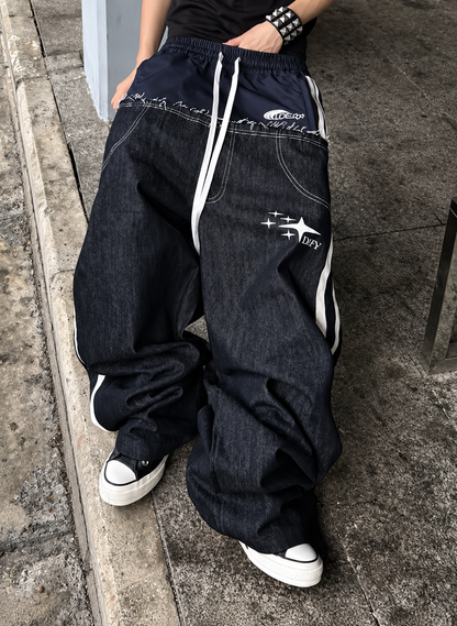 Double Waist Raw Denim Pants