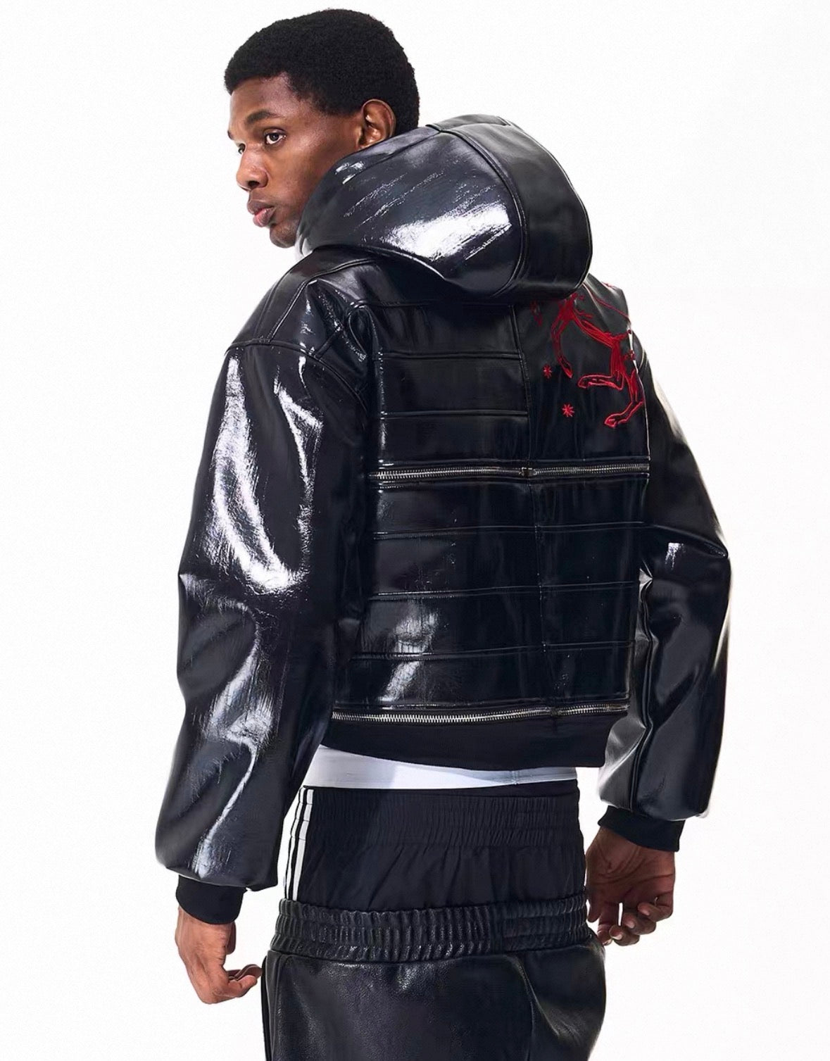 FOURTH3EX PU Leather Short Jacket