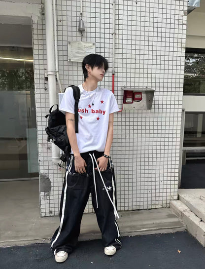 Double Waist Raw Denim Pants