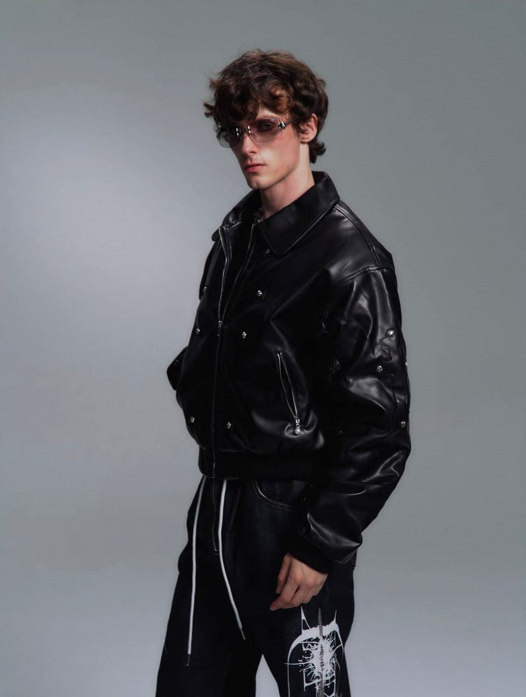 PAIKI PU Leather Bomber Jacket