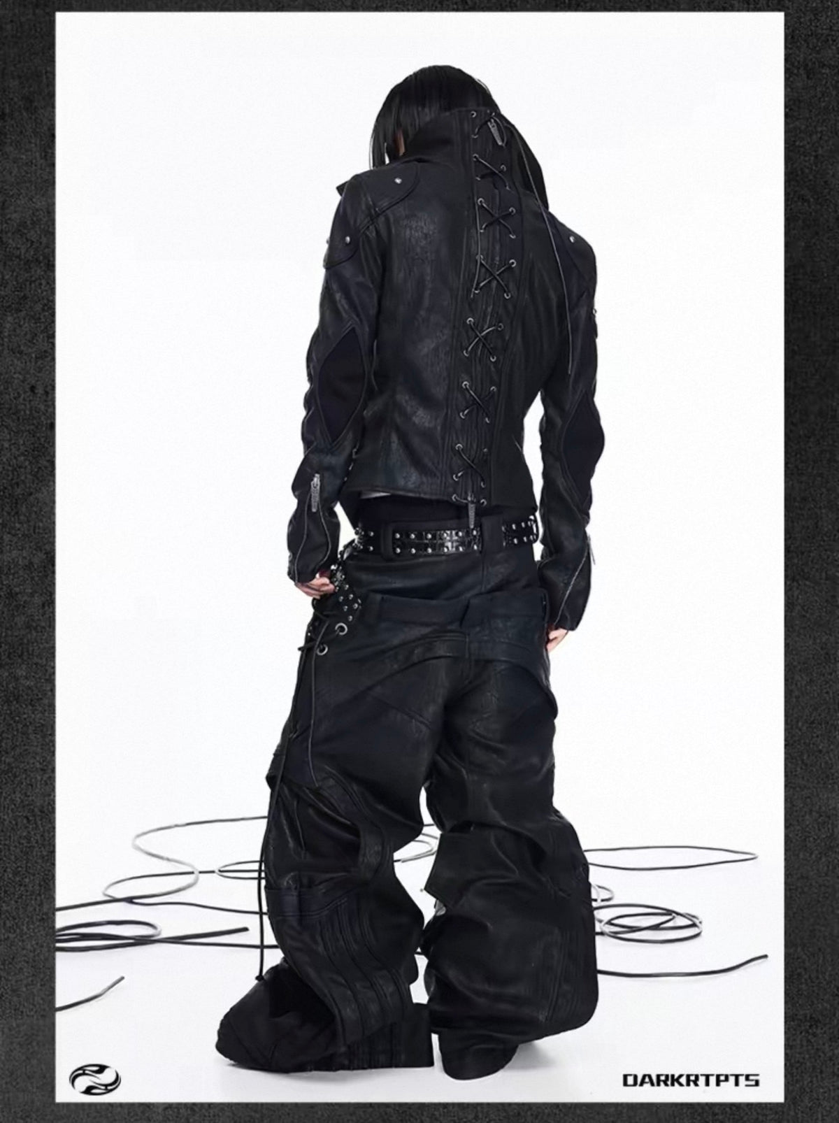 Asymmetric Split Stand Collar Leather Jacket