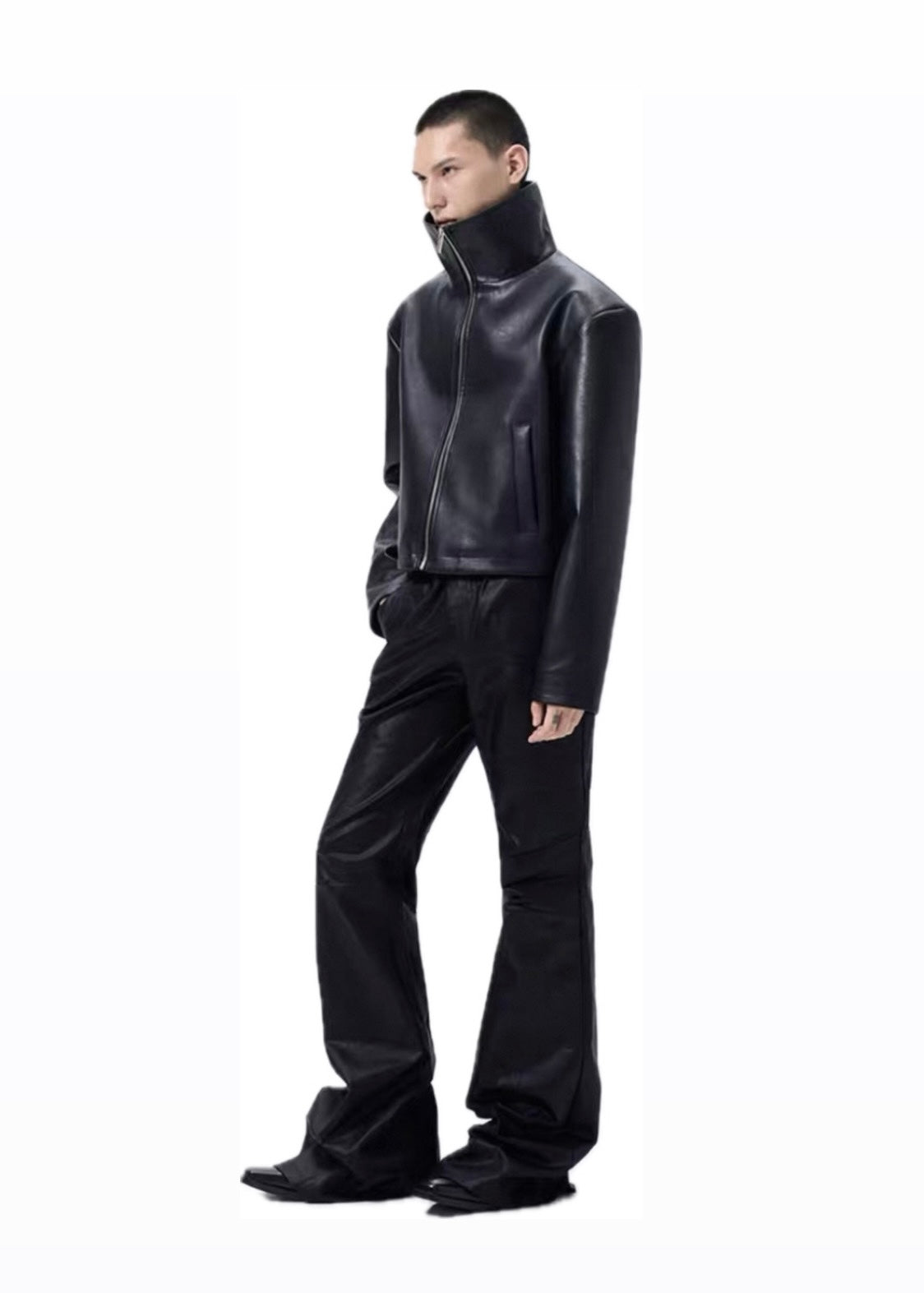 FRKM SCD High Neck PU Leather Jacket