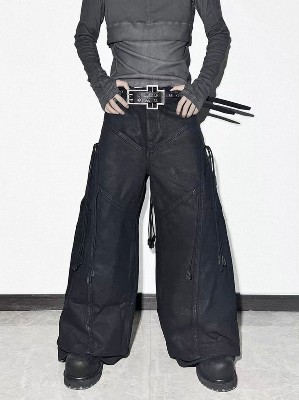 ATANOTHINGNESS Dark Baggy Denim Pants