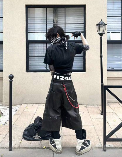 LOSECONTROLEDGE PU  Leather Half Pants