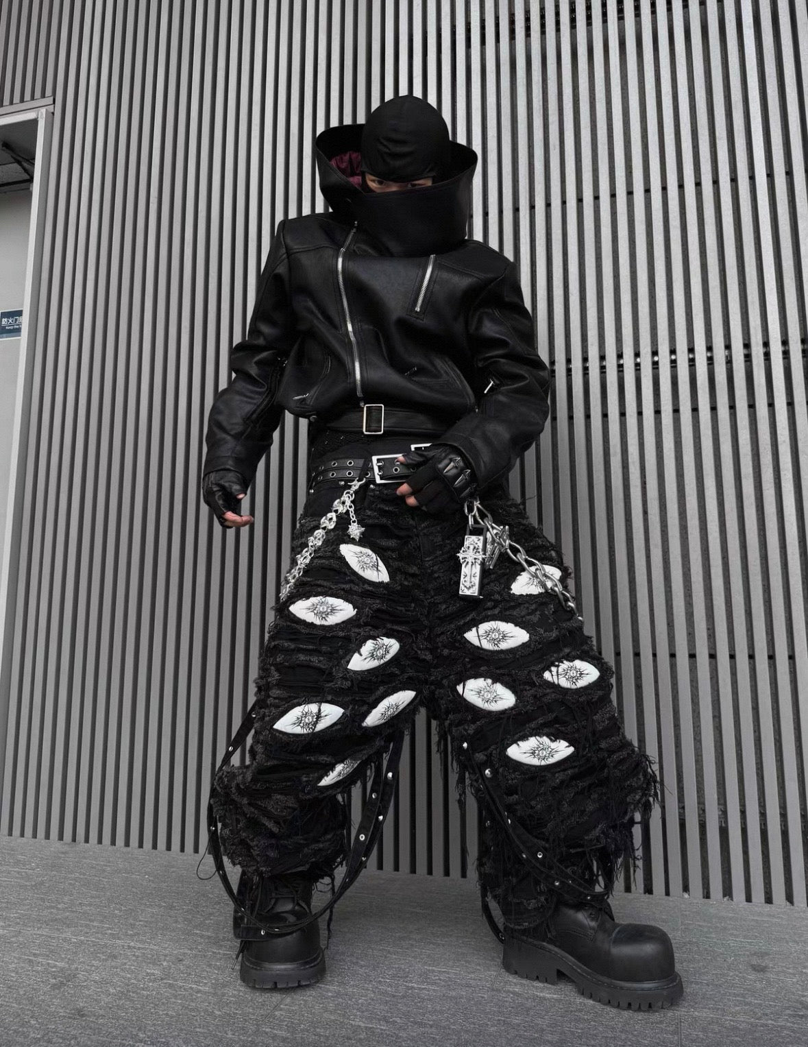 EODUP High Neck PU Leather Jacket