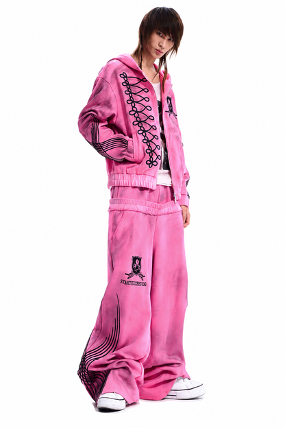 Oversized Track Jacket & Wide-Leg Pants Set