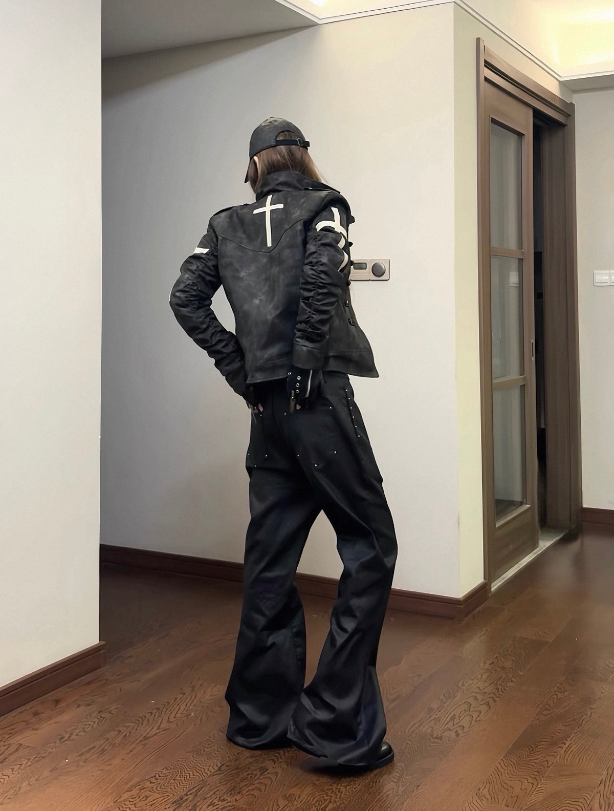 DETW ゴシッククロスバックル スリムレザージャケット SELFISH