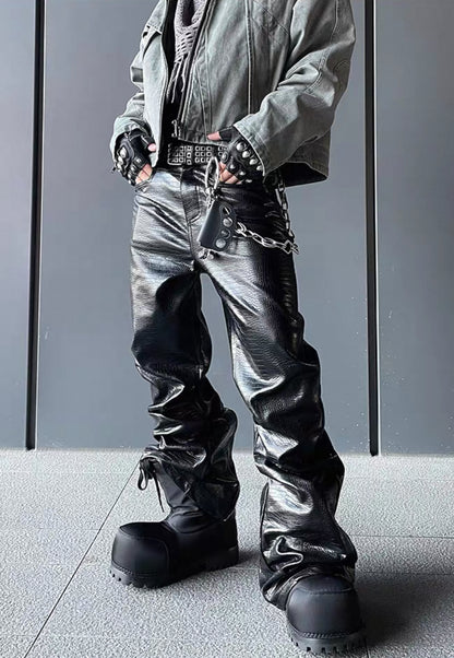 DARK FOG PU Leather Flare Pants