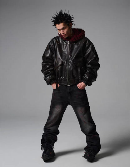 SGW PU leather Bomber Jacket