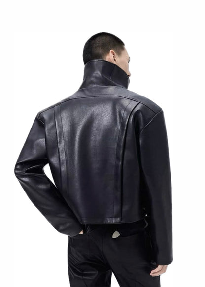 FRKM SCD High Neck PU Leather Jacket