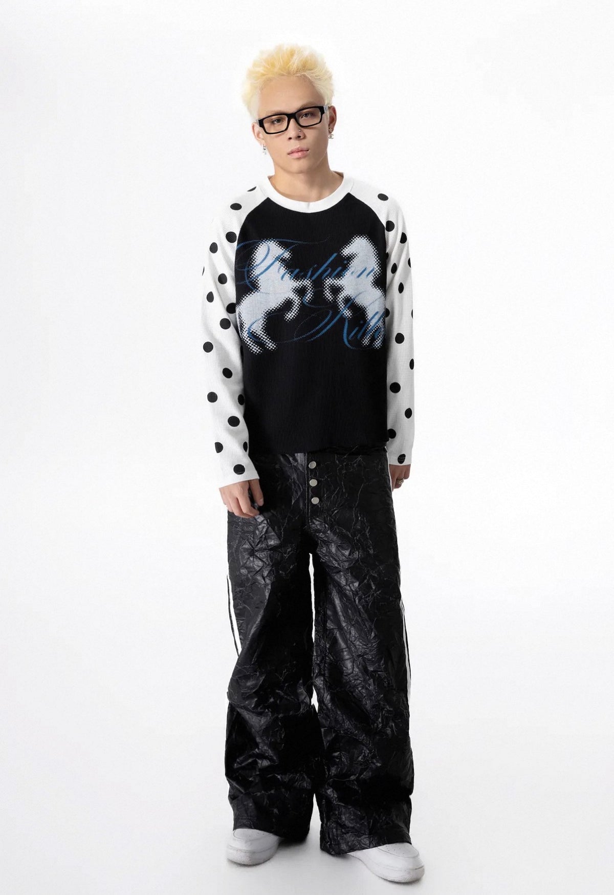 99CLUB クラックレザー ワイドパンツ 5本ライン SELFISH